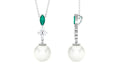 8 Carat Cultured Freshwater Pearl Pendant with Emerald and Diamond