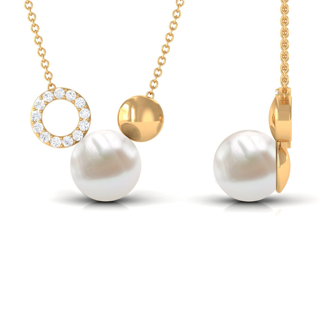 8 Carat Freshwater Pearl and Diamond Mickey Mouse Cocktail Necklace