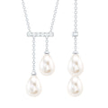 Genuine Freshwater Pearl and Diamond Bar Drop Necklace with Certificate