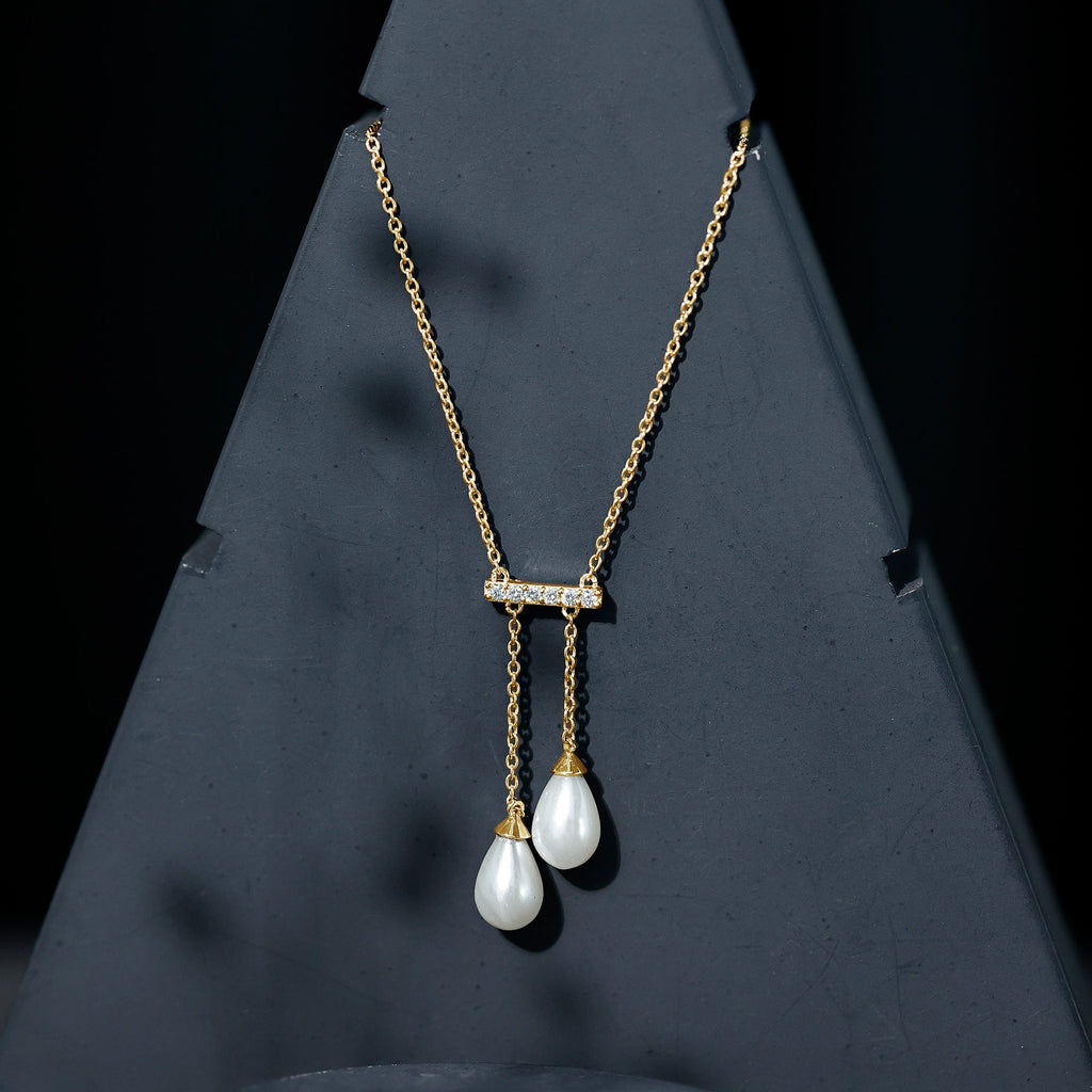 Genuine Freshwater Pearl and Diamond Bar Drop Necklace with Certificate