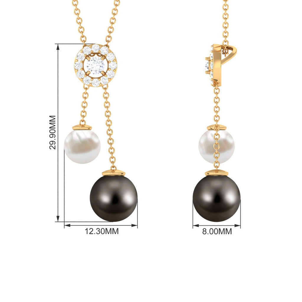 Freshwater and Tahitian Pearl Dangle Pendant with Diamond