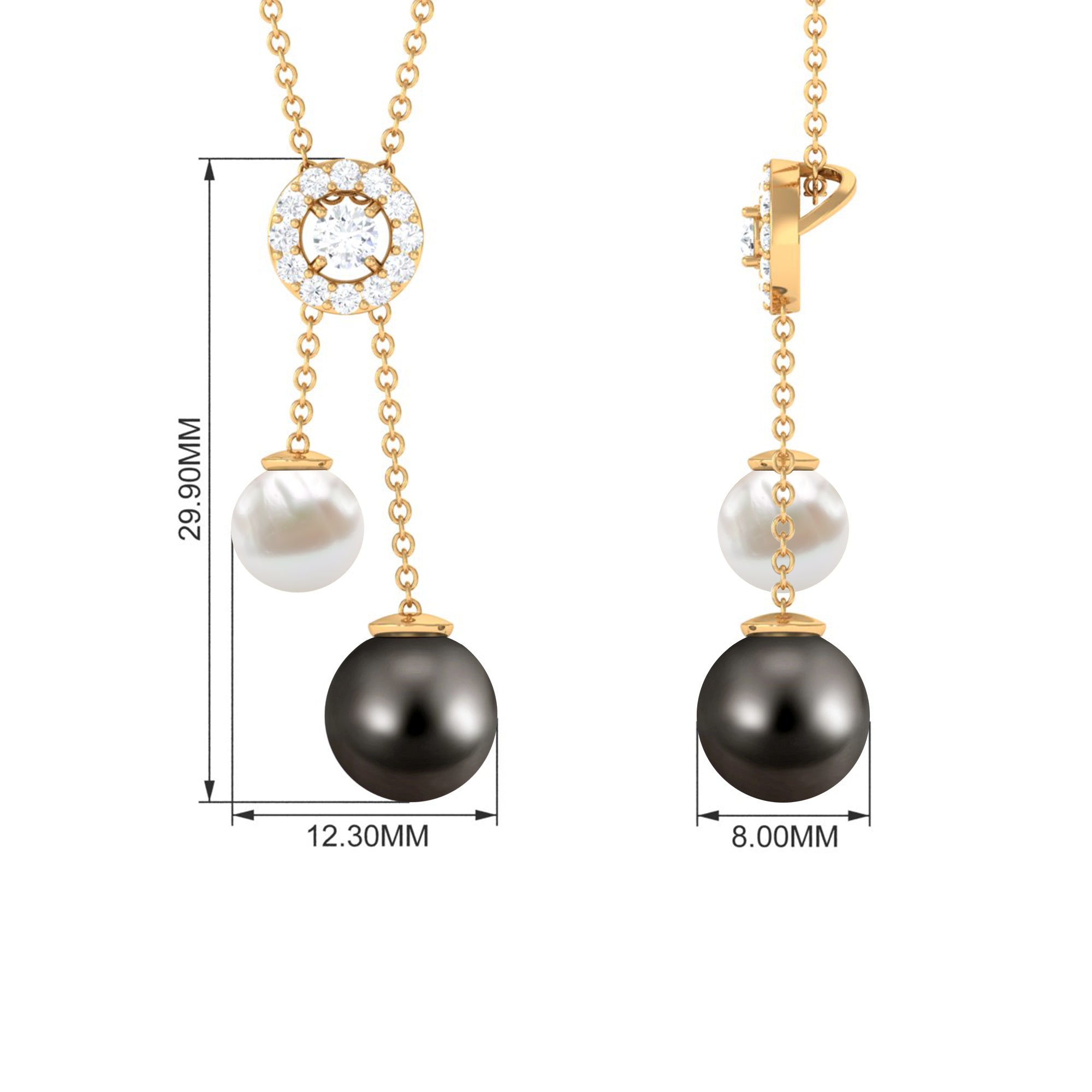Freshwater and Tahitian Pearl Dangle Pendant with Diamond