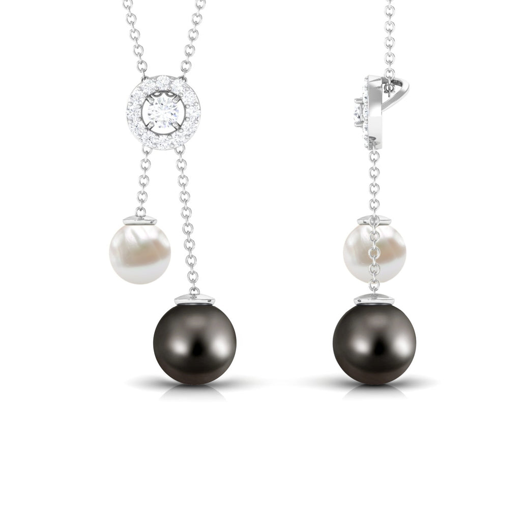Freshwater and Tahitian Pearl Dangle Pendant with Diamond