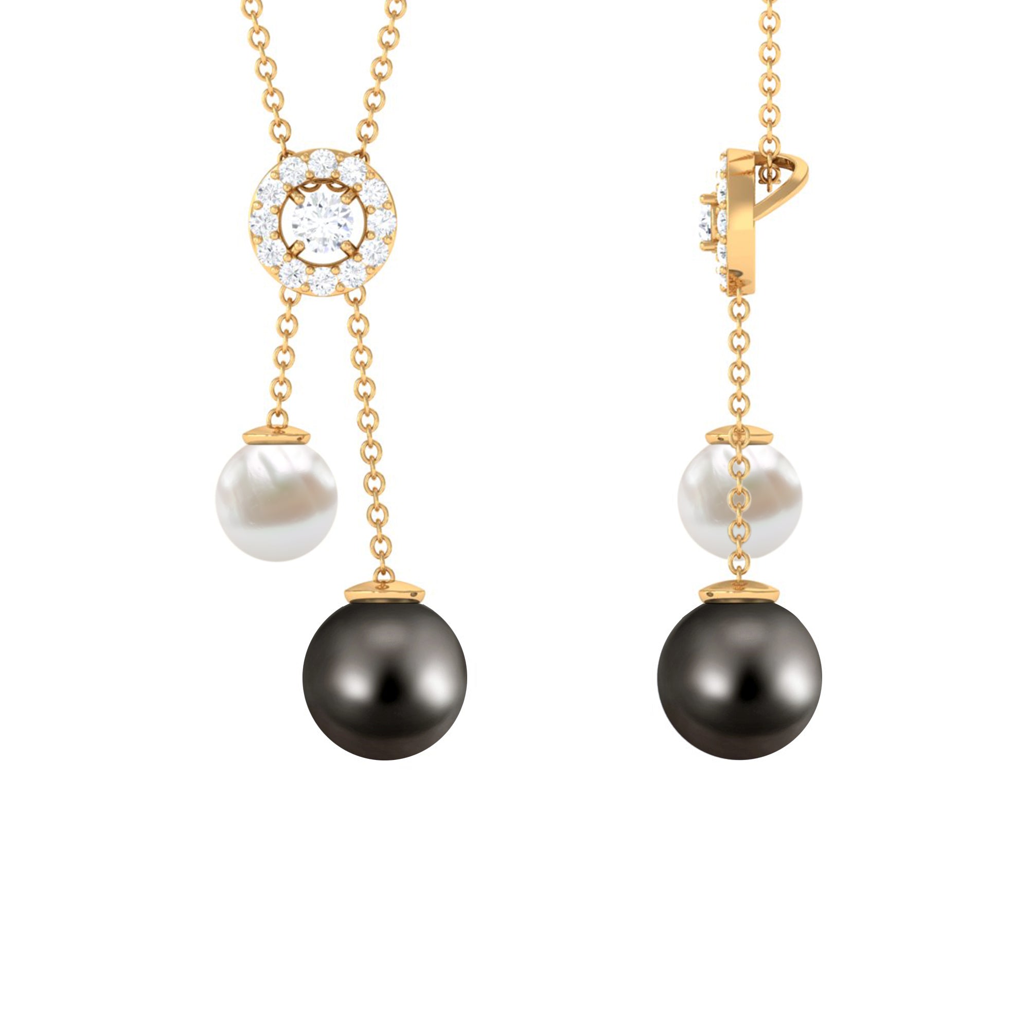 Freshwater and Tahitian Pearl Dangle Pendant with Diamond