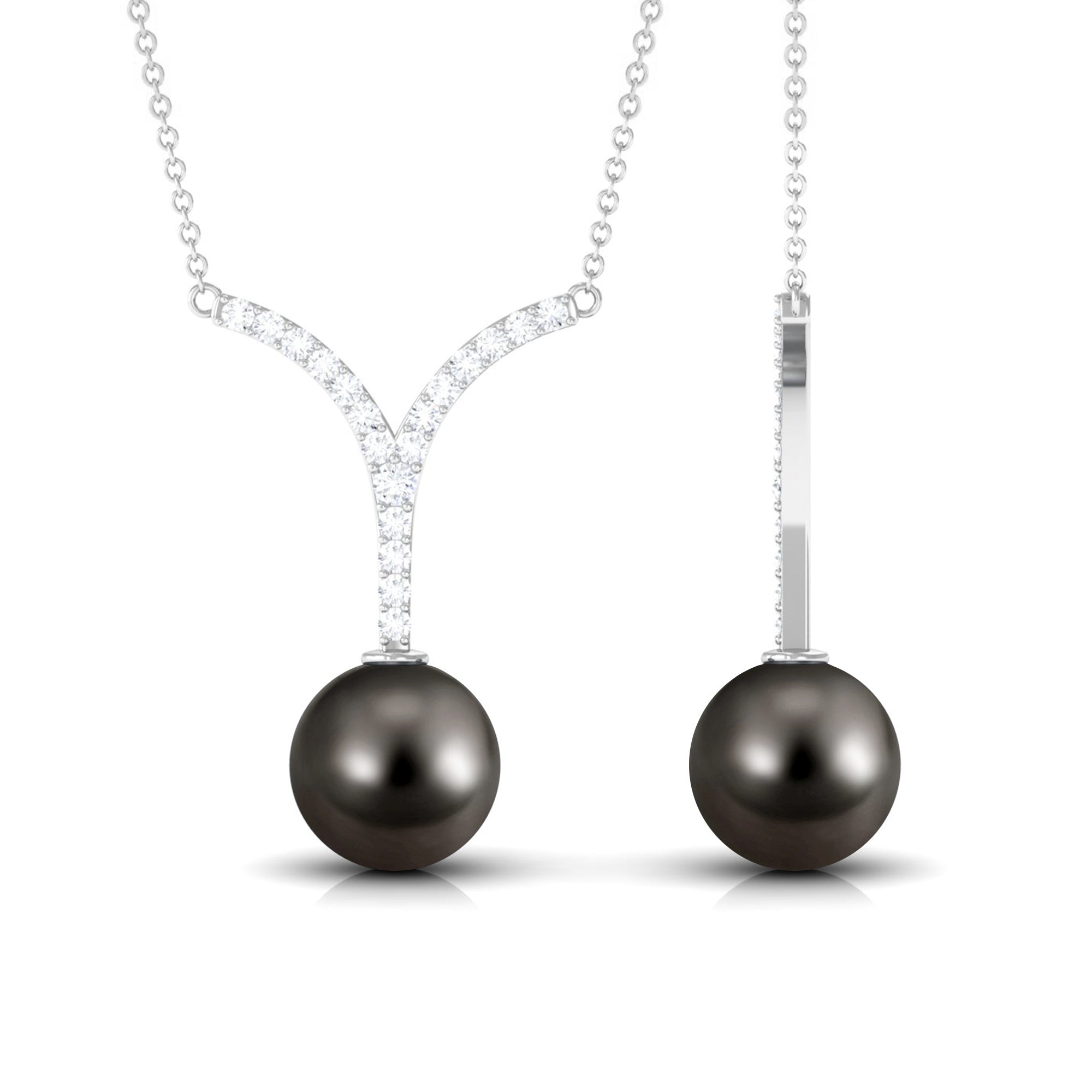 Black Tahitian Pearl and Diamond Classic Necklace