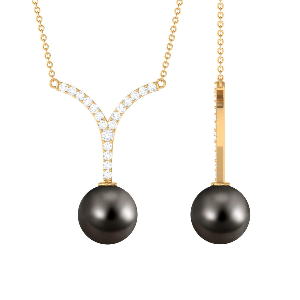 Black Tahitian Pearl and Diamond Classic Necklace