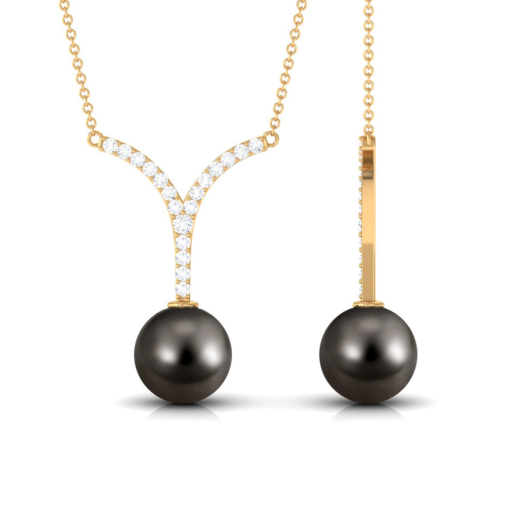 Black Tahitian Pearl and Diamond Classic Necklace