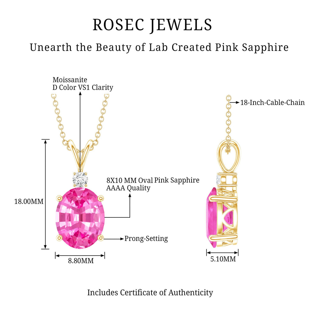 4 Carat Lab Created Pink Sapphire Oval Necklace