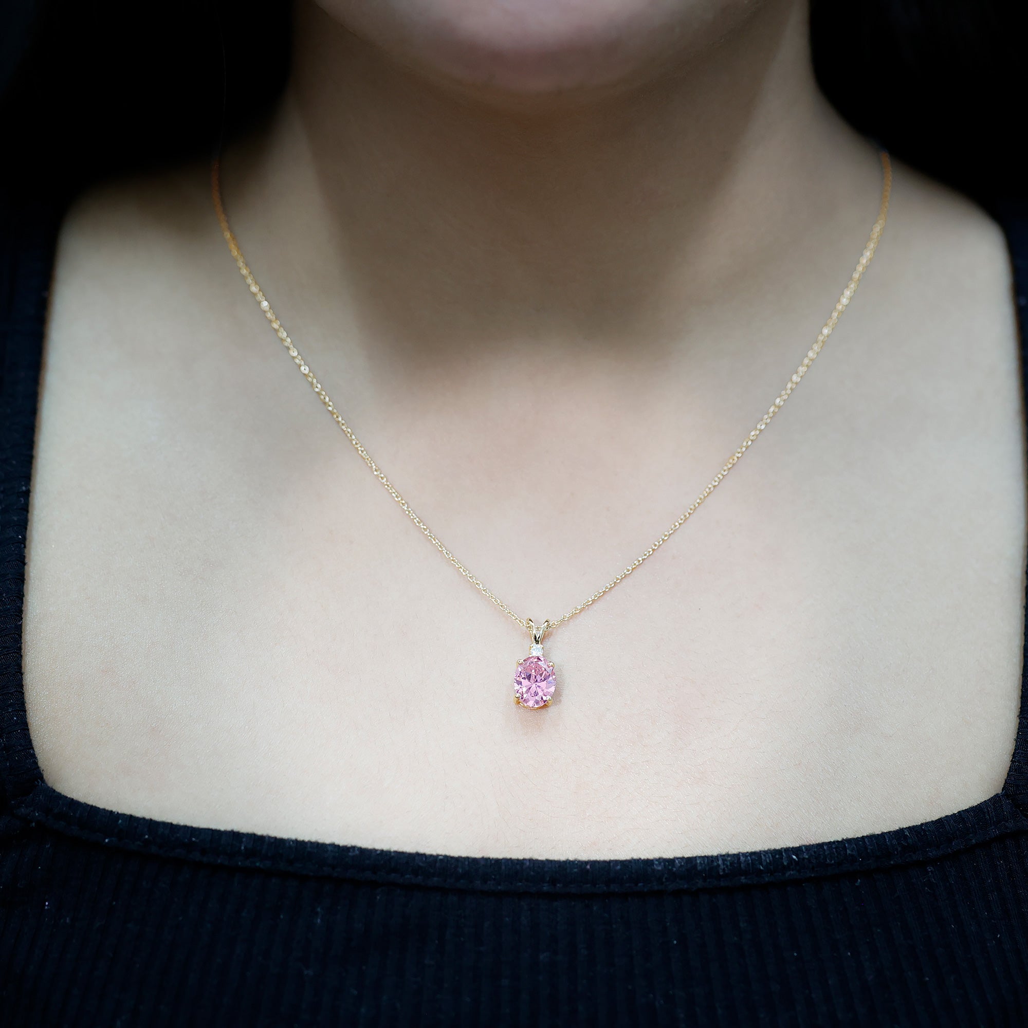 4 Carat Lab Created Pink Sapphire Oval Necklace