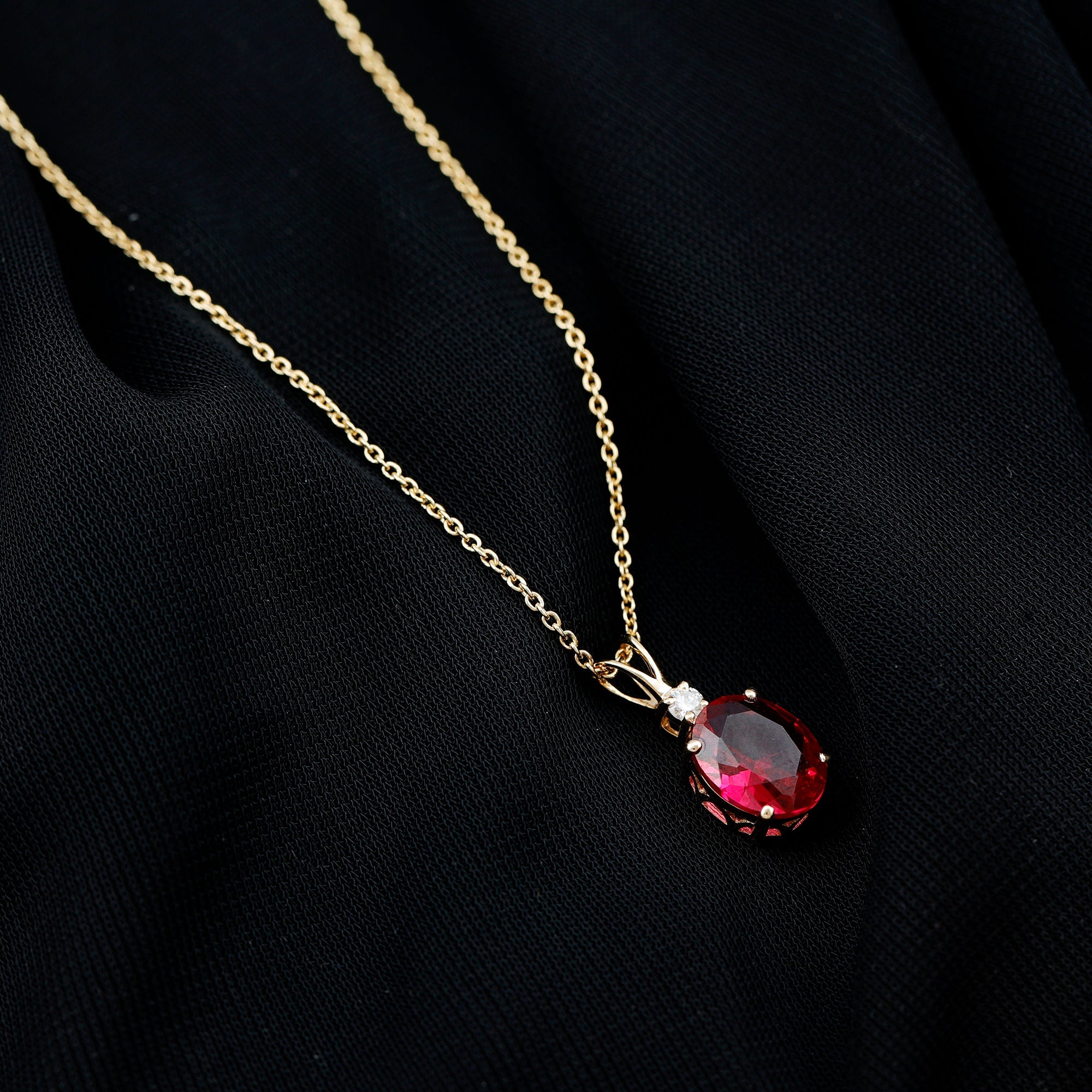 4 Carat Lab Created Ruby Bridal Necklace with Chain
