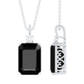 3.48 Carat Emerald Cut Lab Created Black Diamond Solitaire Necklace