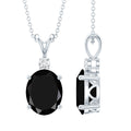 4.2 Carat Oval Shape Lab Created Black Diamond Solitaire Pendant Necklace