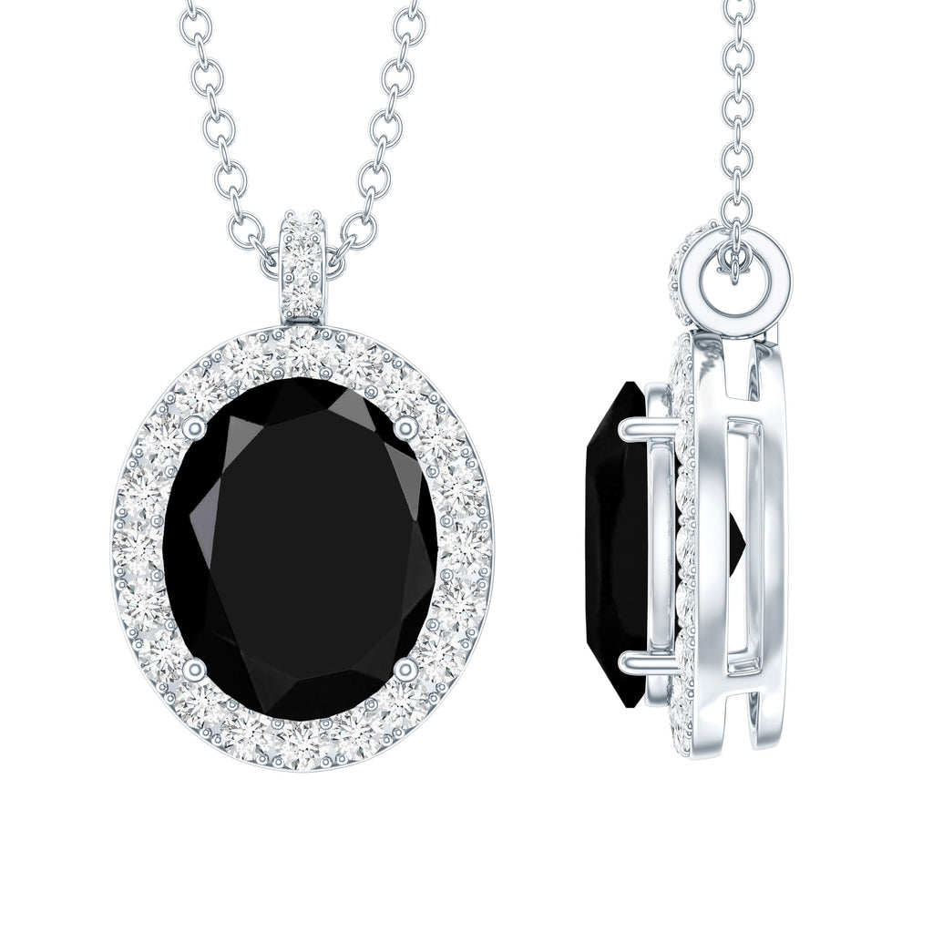 4.2 Carat Oval Shape Lab Created Black Diamond Statement Necklace