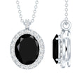 4.2 Carat Oval Shape Lab Created Black Diamond Statement Necklace