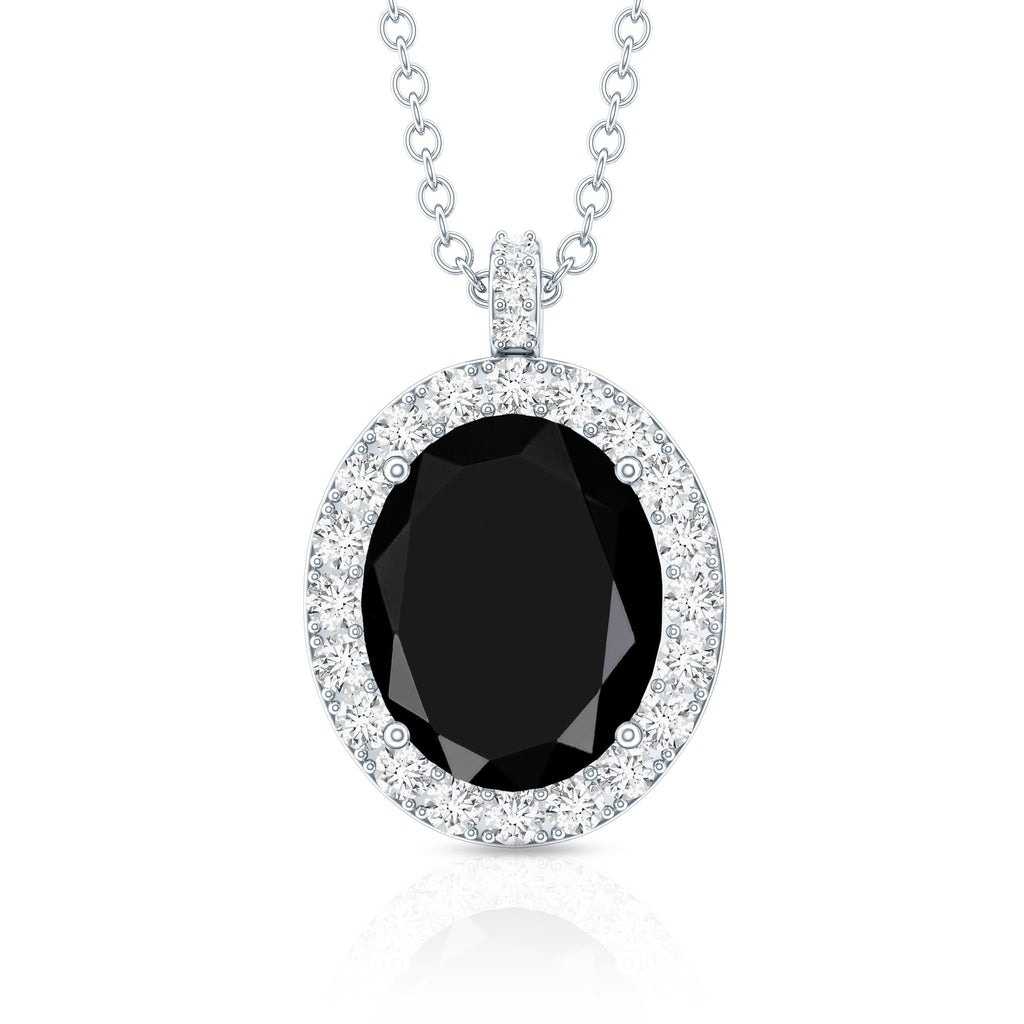 4.2 Carat Oval Shape Lab Created Black Diamond Statement Necklace