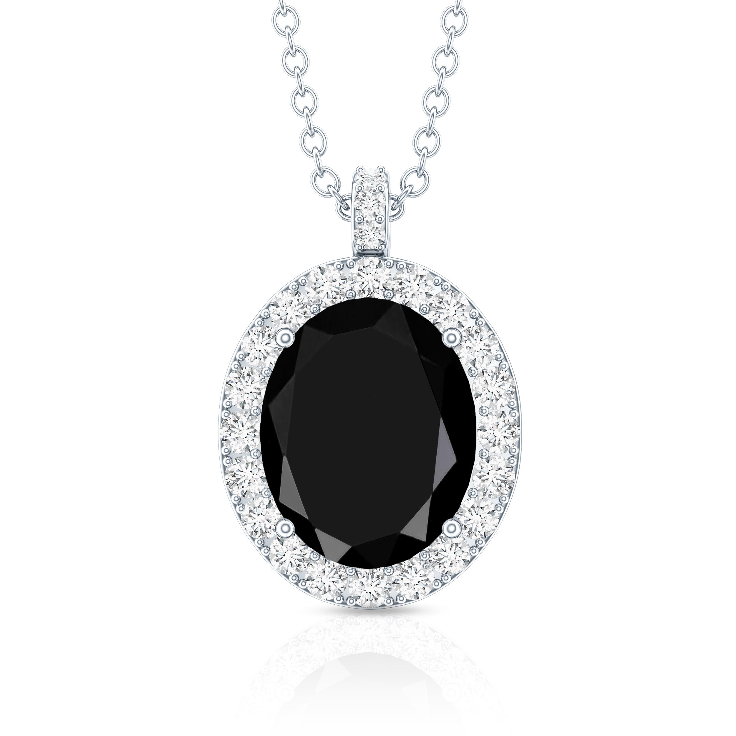 4.2 Carat Oval Shape Lab Created Black Diamond Statement Necklace