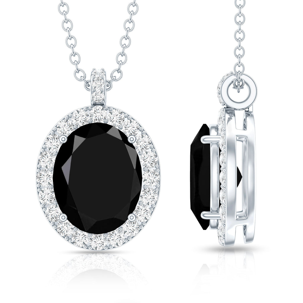 4.2 Carat Oval Shape Lab Created Black Diamond Statement Necklace