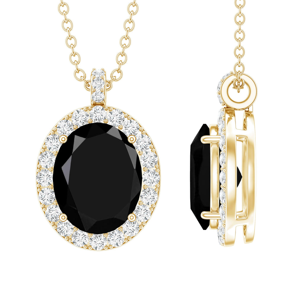 4.2 Carat Oval Shape Lab Created Black Diamond Statement Necklace