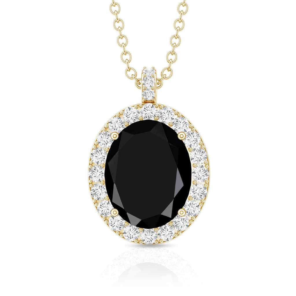 4.2 Carat Oval Shape Lab Created Black Diamond Statement Necklace