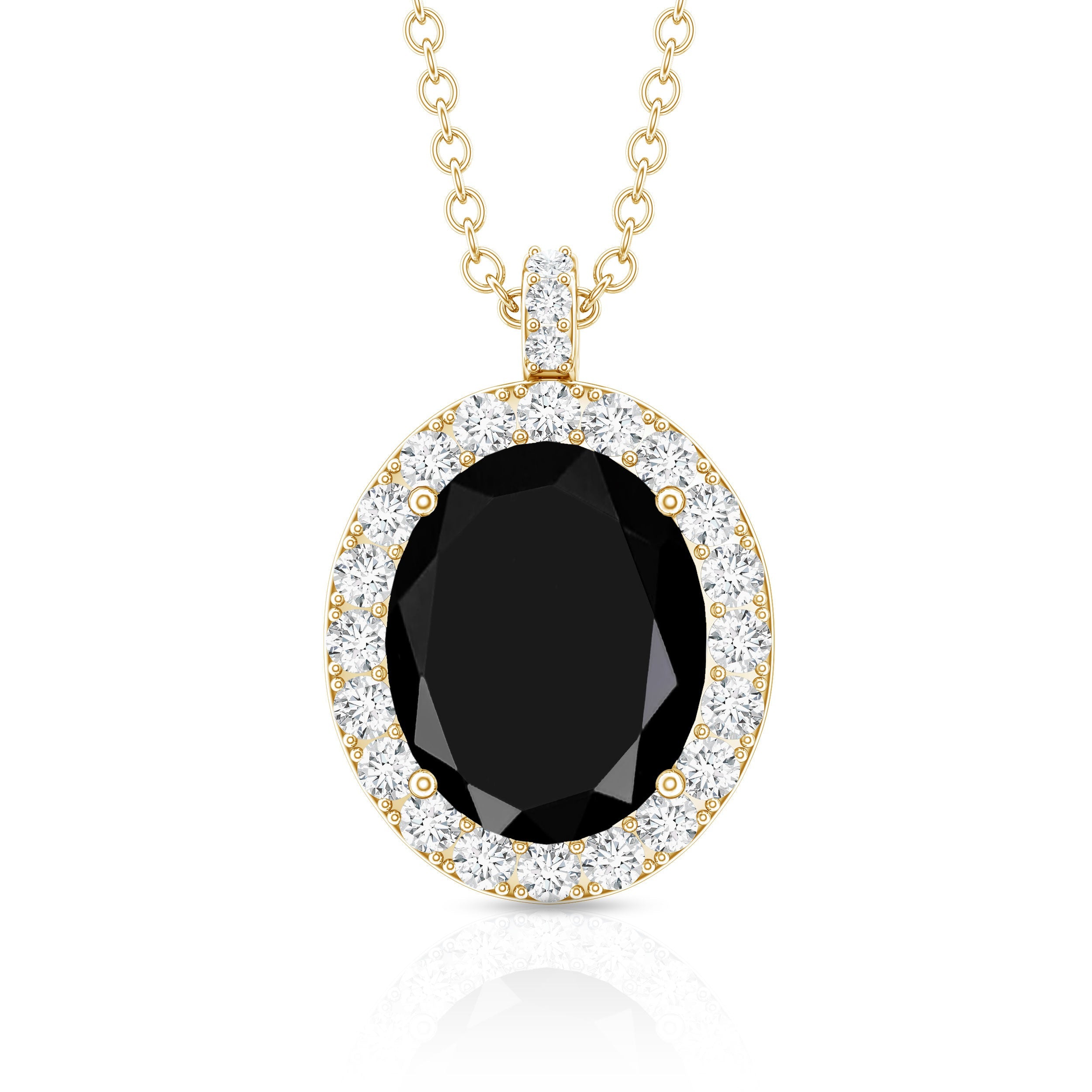 4.2 Carat Oval Shape Lab Created Black Diamond Statement Necklace
