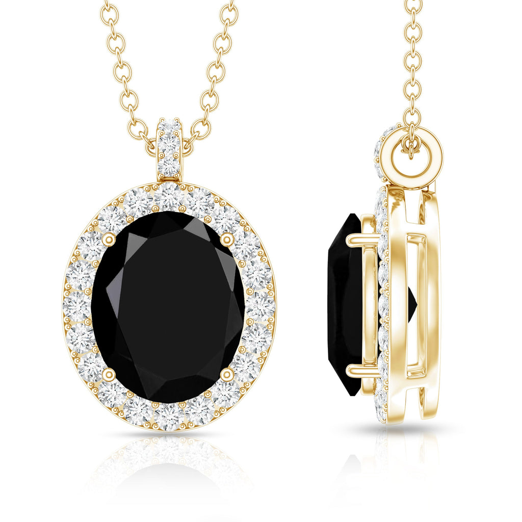 4.2 Carat Oval Shape Lab Created Black Diamond Statement Necklace