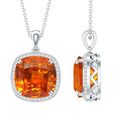 9 Carat Lab Created Orange Sapphire Diamond Statement Necklace For Women