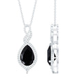 1.75 Carat Pear Shape Black Spinel Statement Necklace with Moissanites
