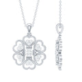 Natural Diamond Heart Flower Pendant Necklace