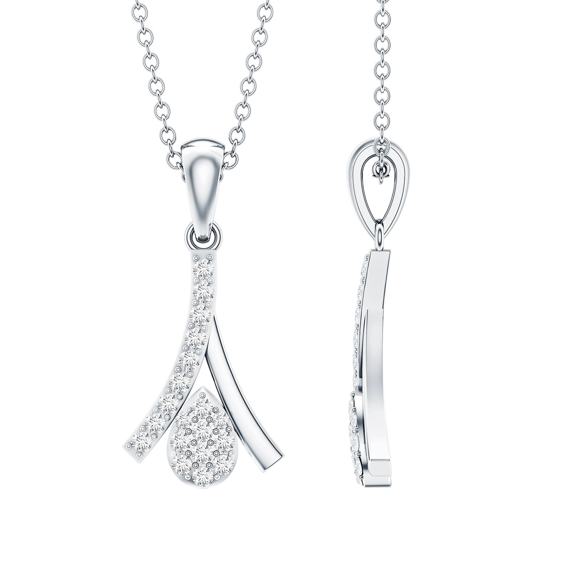 Certified Round Cut Diamond Cluster Necklace