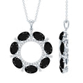 3 CT Oval Cut Black Spinel Eternity Necklace with Silver Chain