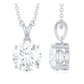 Certified 2 Carat Moissanite Solitaire Pendant Necklace With Chain