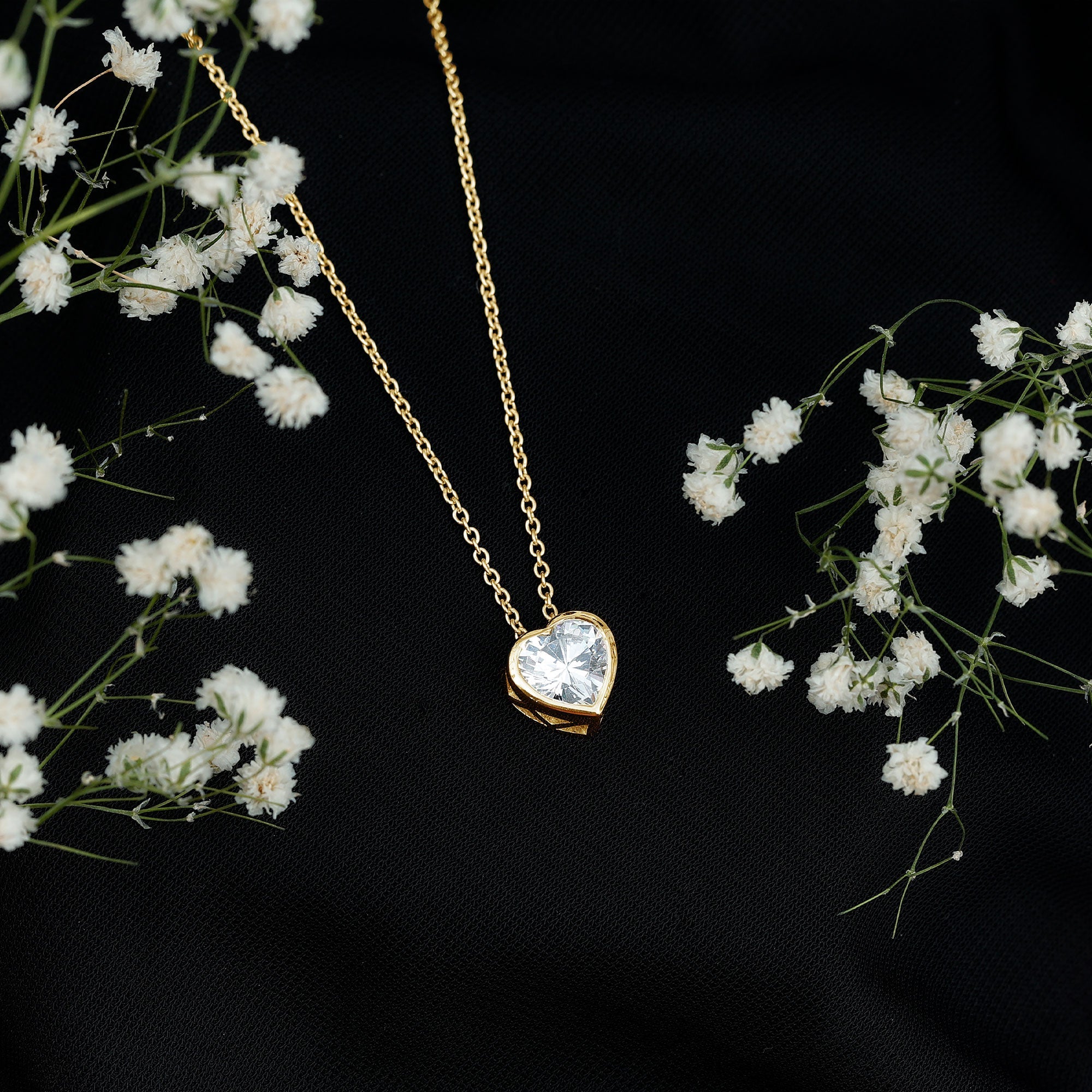 2 Carat Heart Shape Moissanite Solitaire Necklace in Bezel Setting