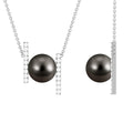 8 Carat Real Tahitian Black Pearl and Diamond Necklace with Certificate