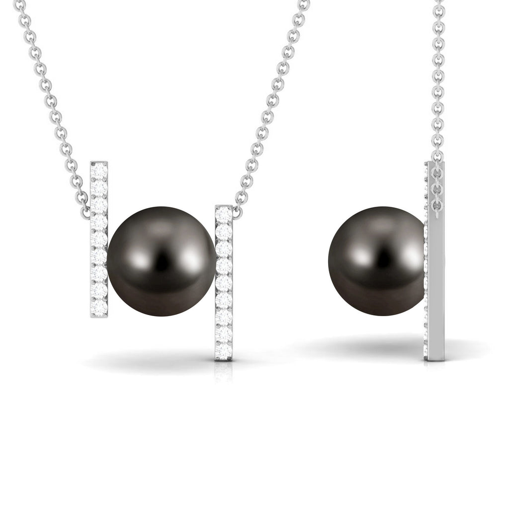 8 Carat Real Tahitian Black Pearl and Diamond Necklace with Certificate