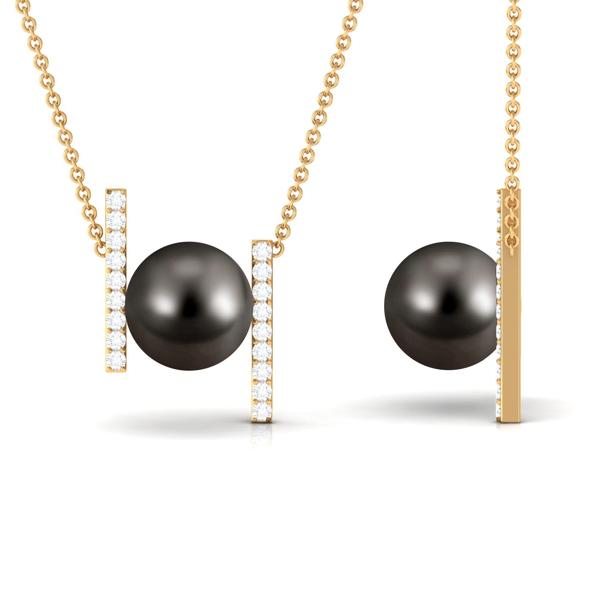 8 Carat Real Tahitian Black Pearl and Diamond Necklace with Certificate