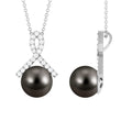 Tahitian Pearl Solitaire Pendant with Diamond Twisted Bail