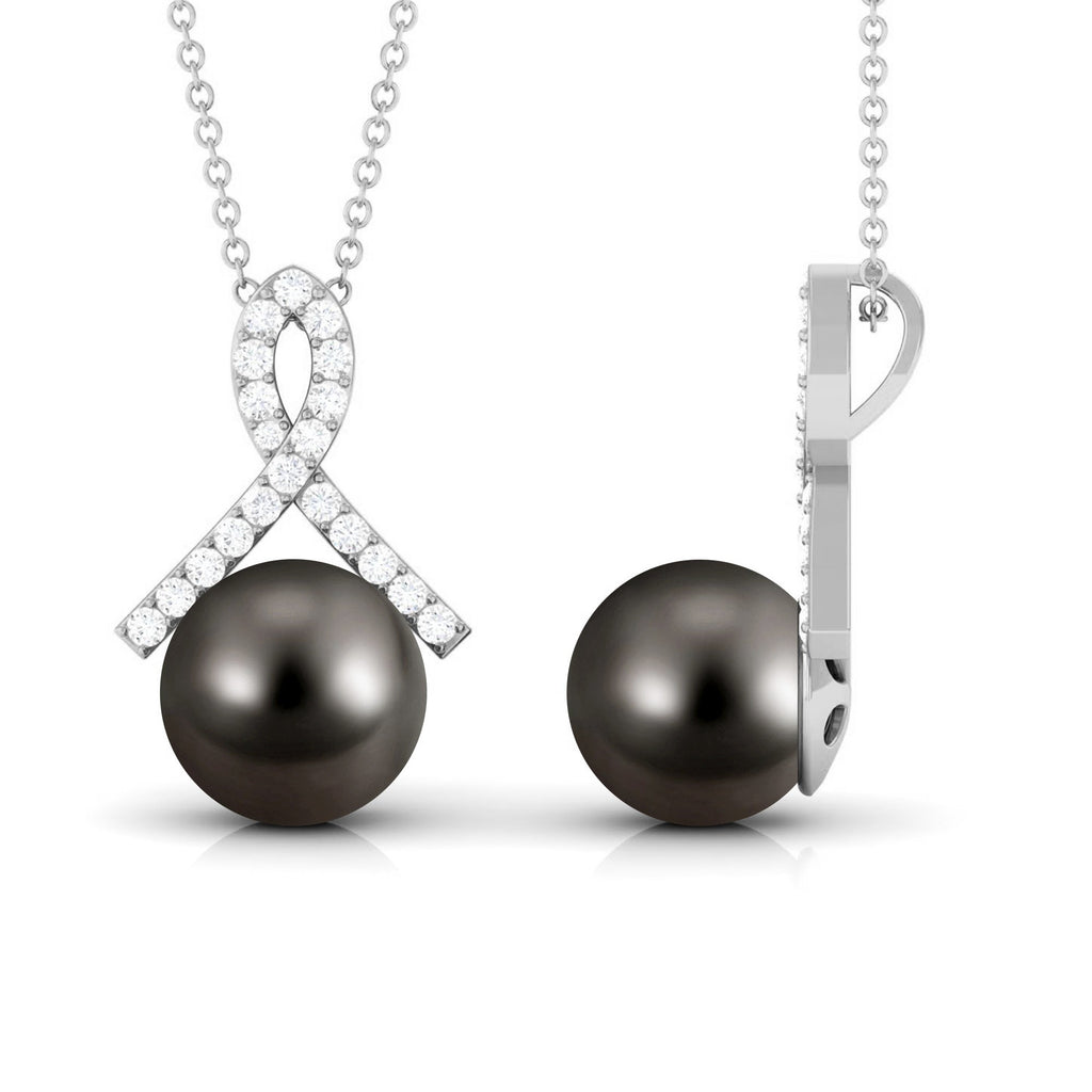 Tahitian Pearl Solitaire Pendant with Diamond Twisted Bail