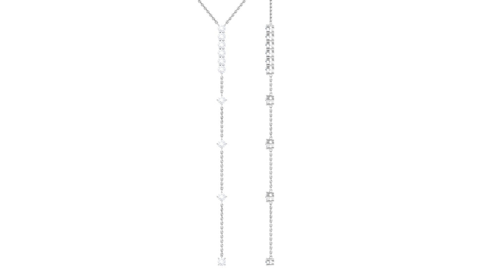 Certified Round Moissanite Lariat Necklace for Women