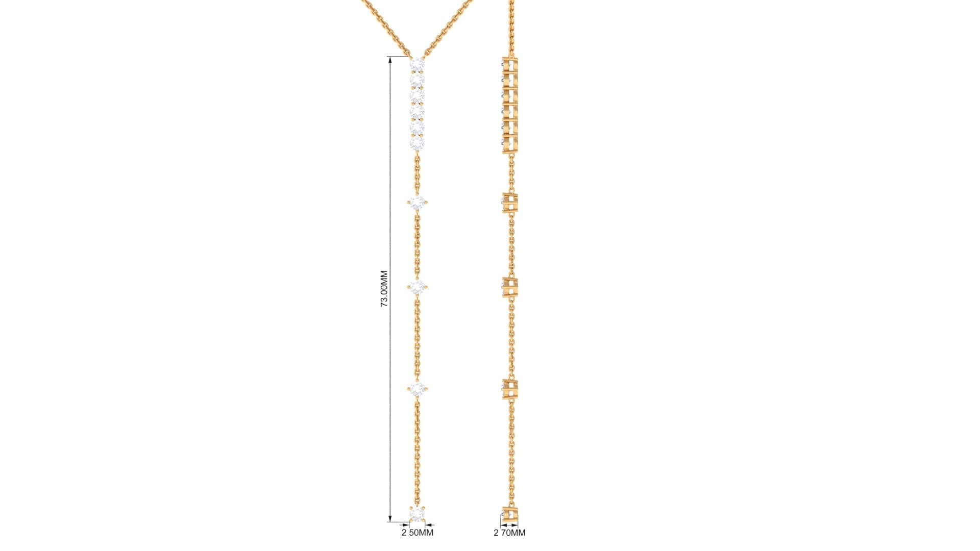 Certified Round Moissanite Lariat Necklace for Women