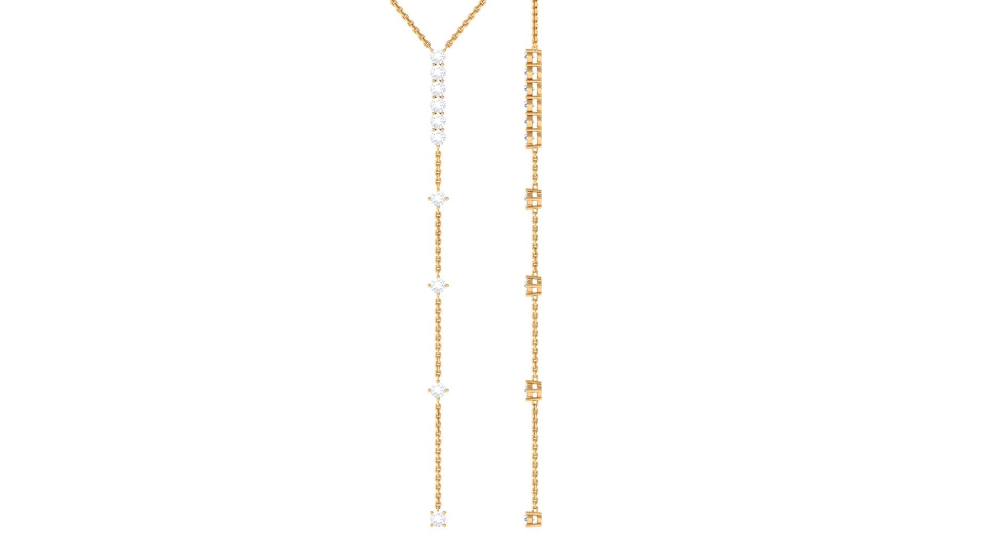 Certified Round Moissanite Lariat Necklace for Women