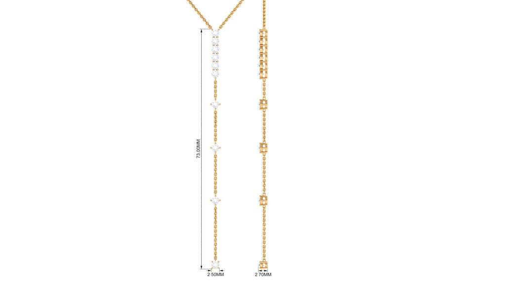 Certified Round Moissanite Lariat Necklace for Women