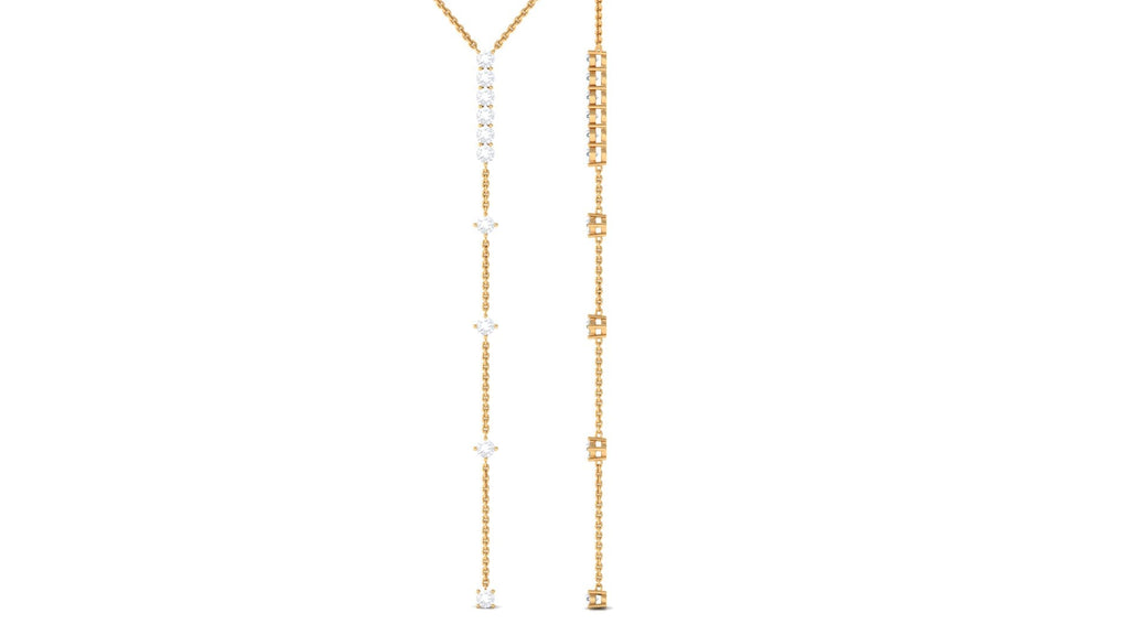 Certified Round Moissanite Lariat Necklace for Women
