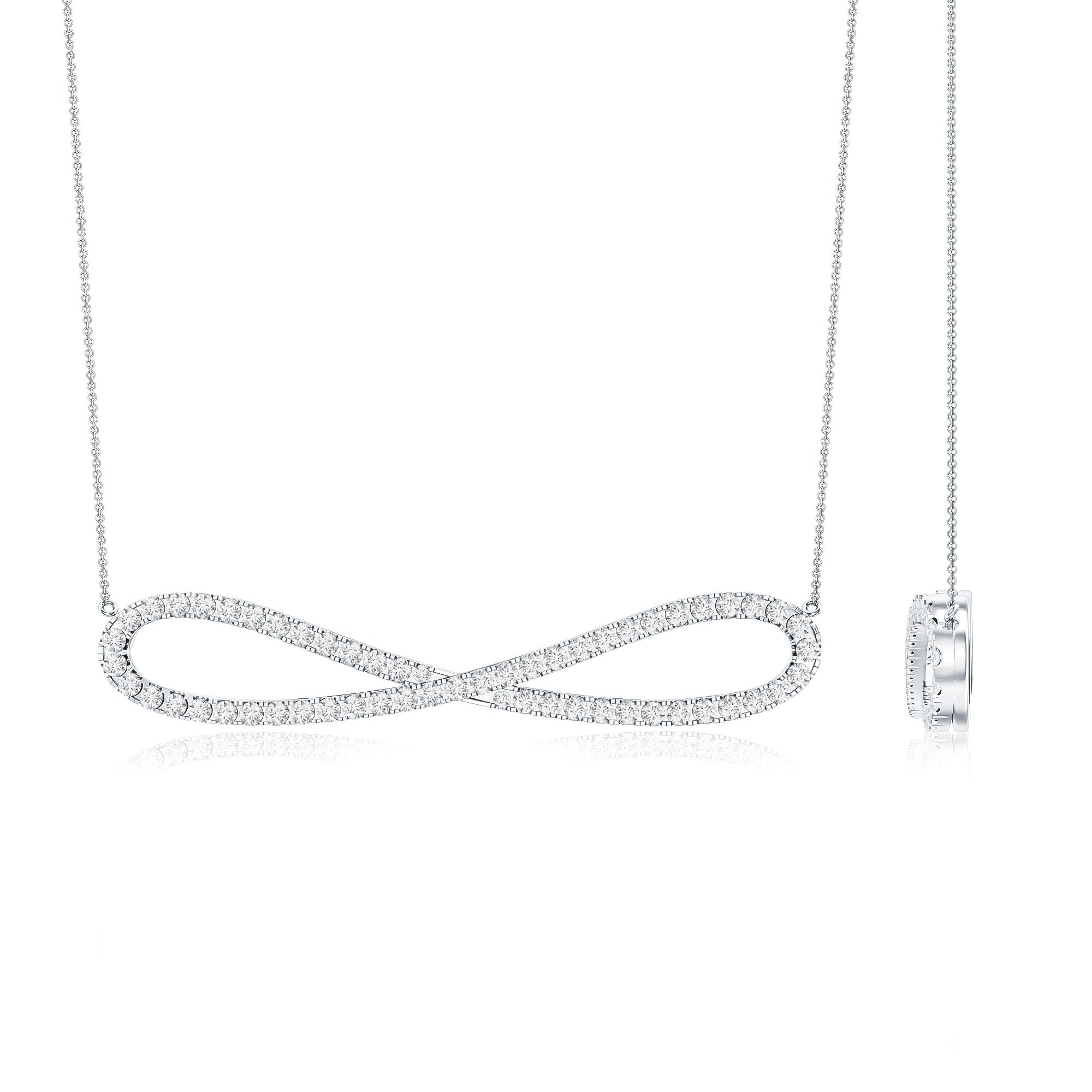 Pave Set Moissanite Infinity Necklace with Certificate