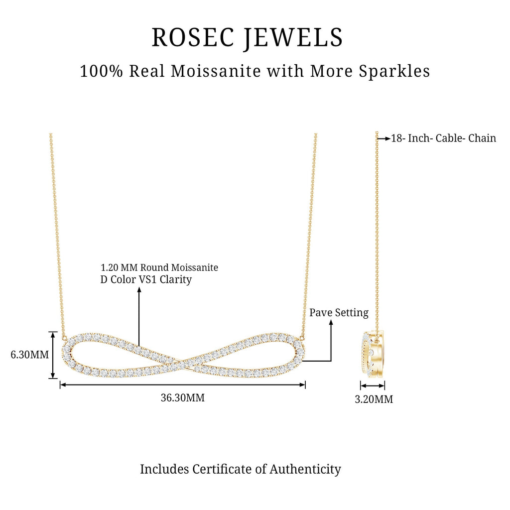 Pave Set Moissanite Infinity Necklace with Certificate