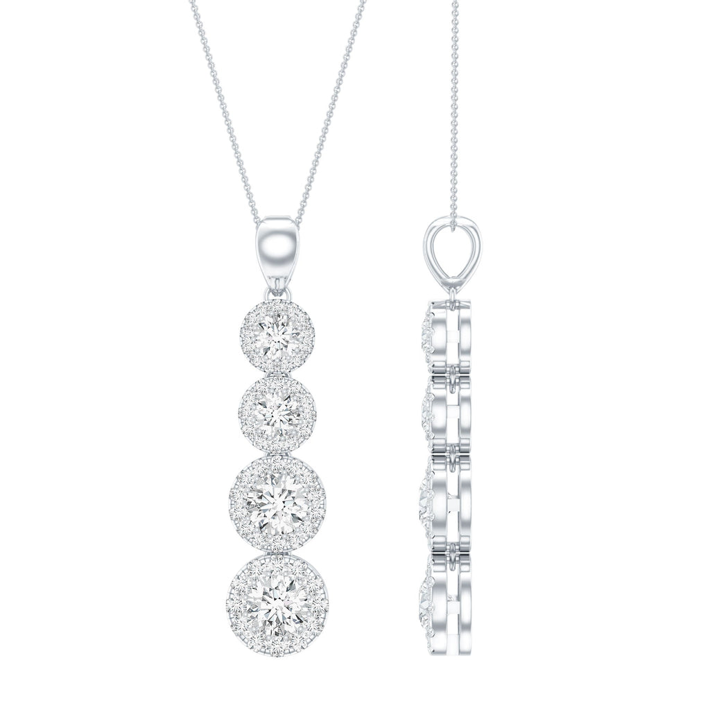 Certified Moissanite Minimal Halo Dangle Pendant