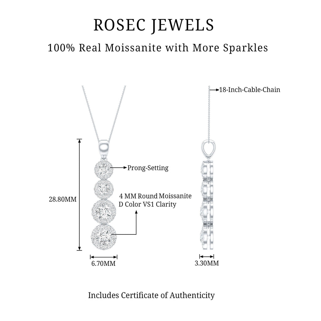 Certified Moissanite Minimal Halo Dangle Pendant