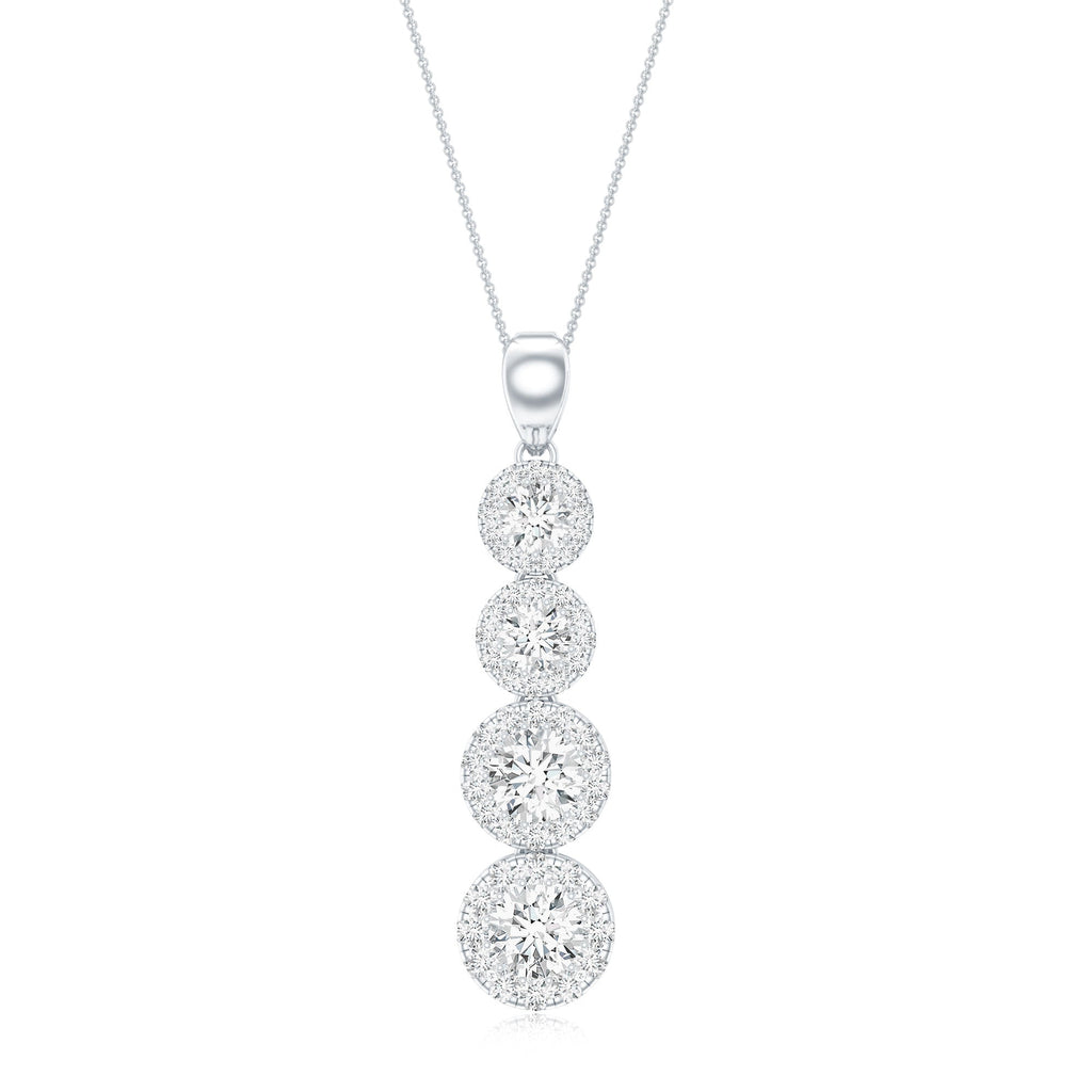 Certified Moissanite Minimal Halo Dangle Pendant
