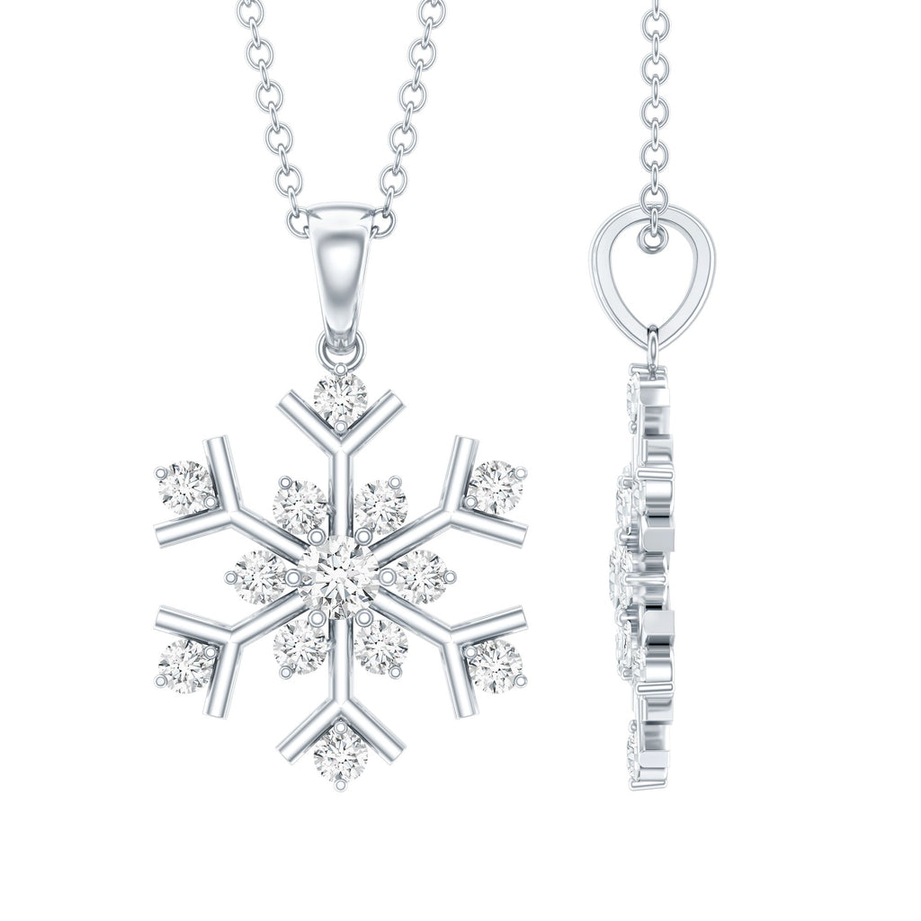 Certified Moissanite Snowflake Pendant Necklace for Women