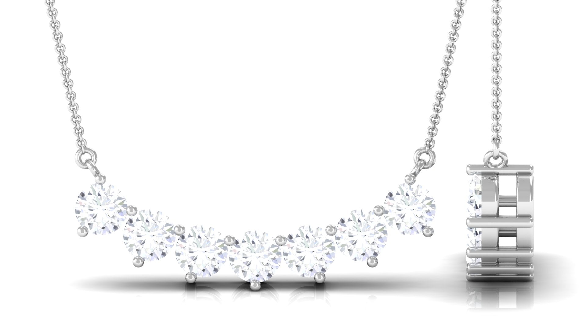 Round Cut Moissanite Seven Stone Curved Necklace