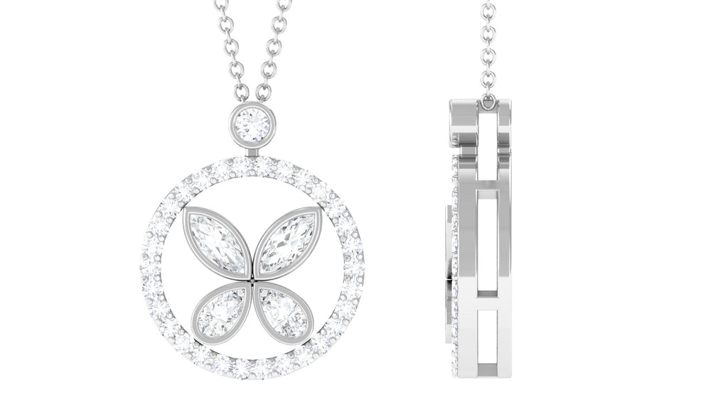 Certified Moissanite Butterfly Pendant Necklace For Her